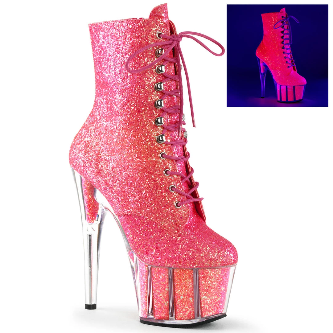 Pleaser Direct Adore 1020G Neon Pink Glitter Platform Ankle Boots Larger Size Shoes 1 Pleaser Direct Adore 1020G Neon Pink Glitter Platform Ankle Boots Larger Size Shoes