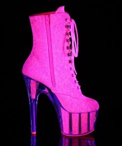 Pleaser Direct Adore 1020G Neon Pink Glitter Platform Ankle Boots Larger Size Shoes 9 Pleaser Direct Adore 1020G Neon Pink Glitter Platform Ankle Boots Larger Size Shoes