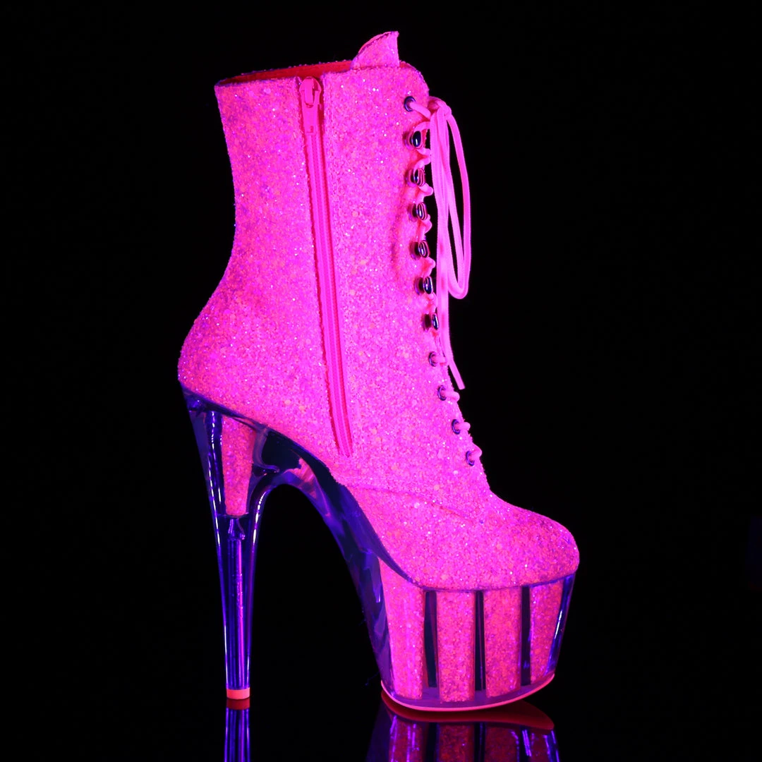 Pleaser Direct Adore 1020G Neon Pink Glitter Platform Ankle Boots Larger Size Shoes 5 Pleaser Direct Adore 1020G Neon Pink Glitter Platform Ankle Boots Larger Size Shoes
