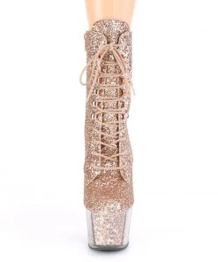 Pleaser Direct Adore 1020G Rose Gold Glitter Platform Ankle Boots