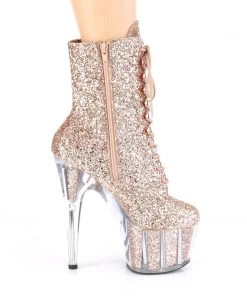 Pleaser Direct Adore 1020G Rose Gold Glitter Platform Ankle Boots