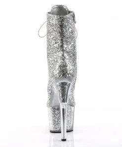 Pleaser Direct Adore 1020G Silver Glitter Platform Ankle Boots Larger Size Shoes 8 Pleaser Direct Adore 1020G Silver Glitter Platform Ankle Boots Larger Size Shoes