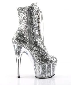 Pleaser Direct Adore 1020G Silver Glitter Platform Ankle Boots Larger Size Shoes 9 Pleaser Direct Adore 1020G Silver Glitter Platform Ankle Boots Larger Size Shoes