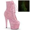 Pleaser Direct Adore 1020GDLG Pink Glitter UV Reactive Platform Ankle Boots Larger Size Shoes