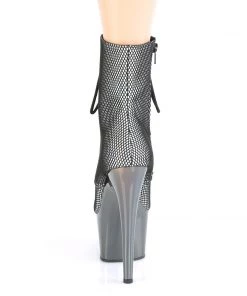 Pleaser Direct Adore 1020HFN Pewter Chrome Hologram Ankle Boots Larger Size Shoes