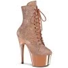 Pleaser ADORE 1020HM Rose Gold Vegan Ankle/Mid-Calf Boots Larger Size Shoes