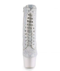 Pleaser Direct Larger Size Shoes Adore 1020LG Neon White & Multicolour Glitter Boots