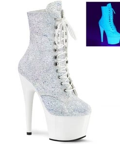 Pleaser Direct Larger Size Shoes Adore 1020LG Neon White & Multicolour Glitter Boots