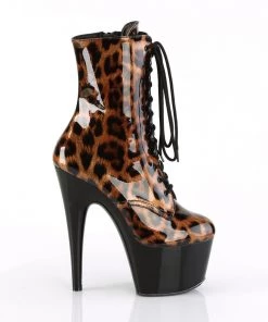 Pleaser Direct Larger Size Shoes Adore 1020LP Leopard Print Patent Platform Boots
