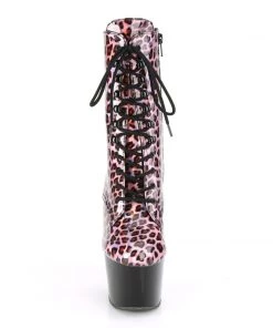 Pleaser Direct Larger Size Shoes Adore 1020LP Pink Leopard Print Patent Boots