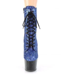 Pleaser Direct Larger Size Shoes Adore 1020MG Blue Glitter Platform Ankle Boots