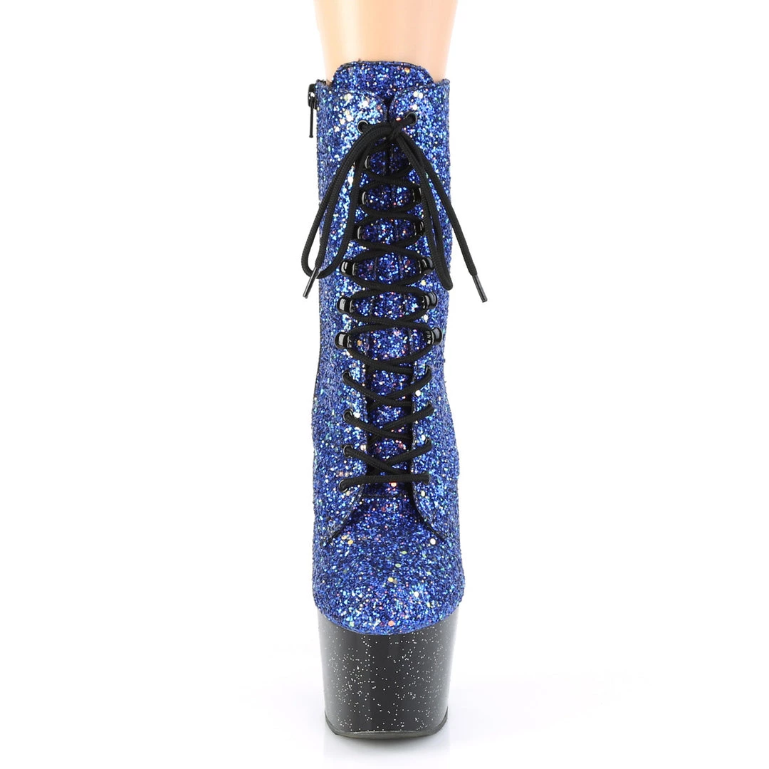 Pleaser Direct Larger Size Shoes Adore 1020MG Blue Glitter Platform Ankle Boots 2 Pleaser Direct Larger Size Shoes Adore 1020MG Blue Glitter Platform Ankle Boots