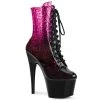 Pleaser Direct Adore 1020OMB Hot Pink & Burgundy Sparkly Platform Boots