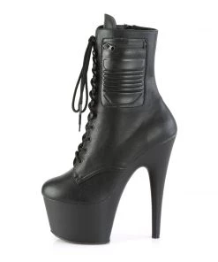 Pleaser Direct Larger Size Shoes Adore 1020PK Black Faux Leather Vegan Ankle Boots
