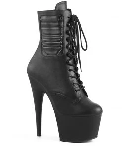 Pleaser Direct Larger Size Shoes Adore 1020PK Black Faux Leather Vegan Ankle Boots
