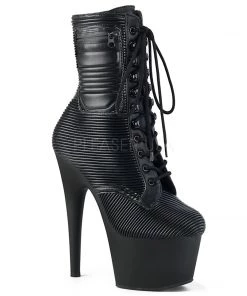 Pleaser Direct Larger Size Shoes Adore 1020 Black Quilted Faux Leather Vegan Ankle Boots