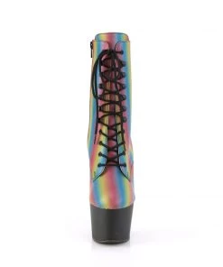 Pleaser Direct Larger Size Shoes Adore 1020RC-REFL-02 Rainbow Reflective Ankle Boots