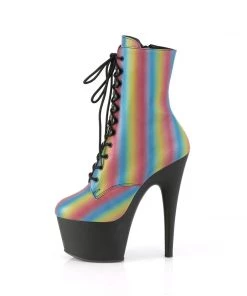 Pleaser Direct Larger Size Shoes Adore 1020RC-REFL-02 Rainbow Reflective Ankle Boots