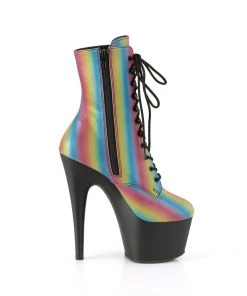 Pleaser Direct Larger Size Shoes Adore 1020RC-REFL-02 Rainbow Reflective Ankle Boots