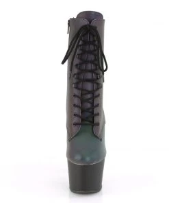 Pleaser Direct Adore 1020RC-REFL-02 Green Reflective Ankle Boots Larger Size Shoes