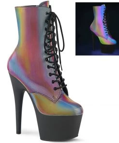 Pleaser Direct Adore 1020REFL Rainbow Reflective Ankle Boots
