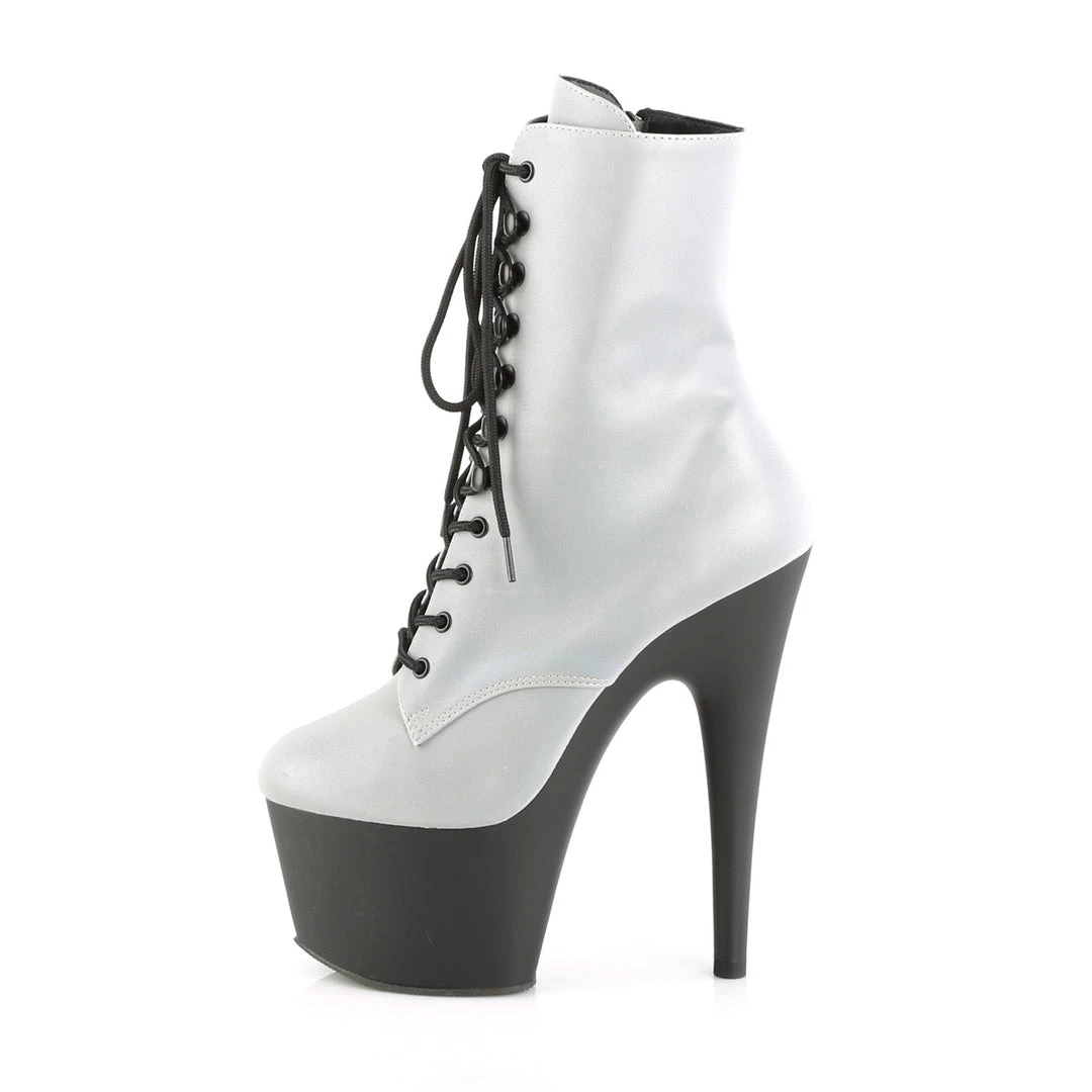 Pleaser Direct Larger Size Shoes Adore 1020REFL White Reflective Ankle Boots 3 Pleaser Direct Larger Size Shoes Adore 1020REFL White Reflective Ankle Boots