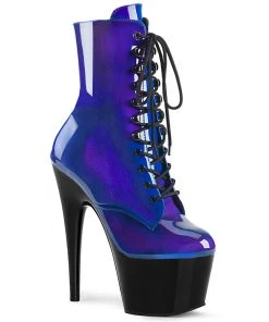 Pleaser Direct Adore 1020SHG Purple & Blue Hologram Boots Larger Size Shoes