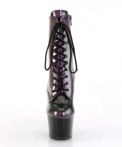 Pleaser Direct Larger Size Shoes Adore 1020SHG Purple & Olive Hologram Boots