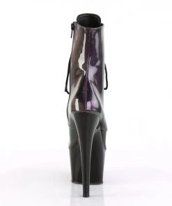 Pleaser Direct Larger Size Shoes Adore 1020SHG Purple & Olive Hologram Boots