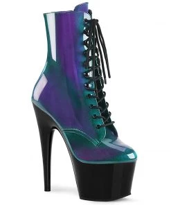 Pleaser Direct Adore 1020SHG Purple & Green Hologram Boots Larger Size Shoes