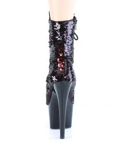 Pleaser Direct Larger Size Shoes Adore 1020SQ Black & Red Sequinned Ankle Boots