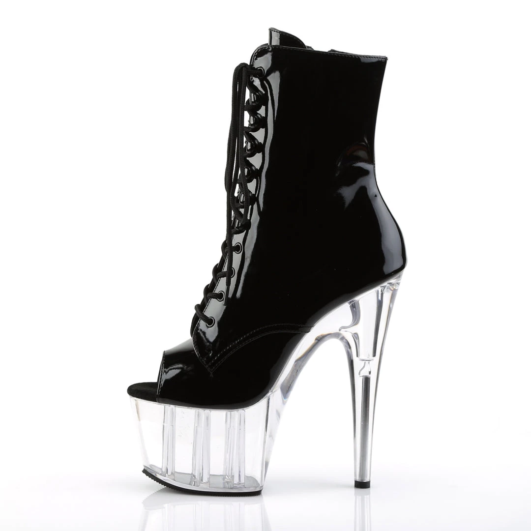 Pleaser Direct Adore 1021 Black Patent & Clear Peep Toe Boots 3 Pleaser Direct Adore 1021 Black Patent & Clear Peep Toe Boots