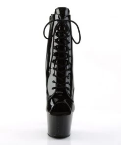 Pleaser Direct Larger Size Shoes Adore 1021 Black Patent Peep Toe Boots
