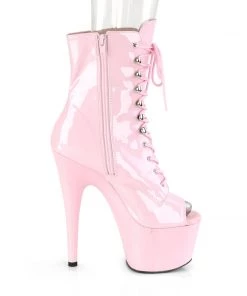 Pleaser Direct Adore 1021 Pink Patent Peep Toe Ankle Boots
