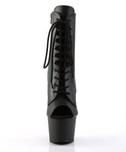 Pleaser Direct Larger Size Shoes Adore 1021 Black Faux Leather Peep Toe Boots