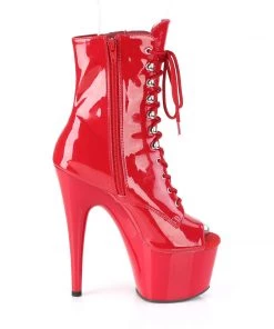 Pleaser Direct Adore 1021 Red Patent Peep Toe Ankle Boots Larger Size Shoes