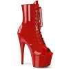 Pleaser Direct Adore 1021 Red Patent Peep Toe Ankle Boots Larger Size Shoes