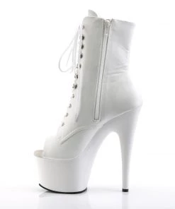 Pleaser Direct Adore 1021 White Faux Leather Peep Toe Boots 7 Pleaser Direct Adore 1021 White Faux Leather Peep Toe Boots