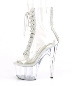 Pleaser Direct Adore 1021C-2 Clear Peep Toe Ankle Boots