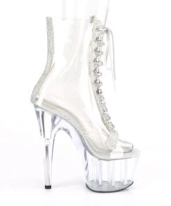 Pleaser Direct Adore 1021C-2 Clear Peep Toe Ankle Boots