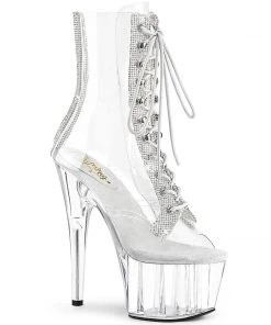 Pleaser Direct Adore 1021C-2 Clear Peep Toe Ankle Boots