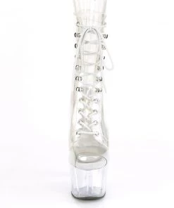Pleaser Direct Larger Size Shoes Adore 1021C Clear Peep Toe Ankle Boots