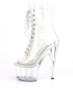 Pleaser Direct Larger Size Shoes Adore 1021C Clear Peep Toe Ankle Boots 7 Pleaser Direct Larger Size Shoes Adore 1021C Clear Peep Toe Ankle Boots