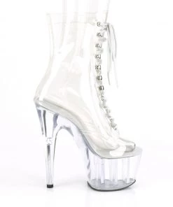 Pleaser Direct Larger Size Shoes Adore 1021C Clear Peep Toe Ankle Boots 9 Pleaser Direct Larger Size Shoes Adore 1021C Clear Peep Toe Ankle Boots