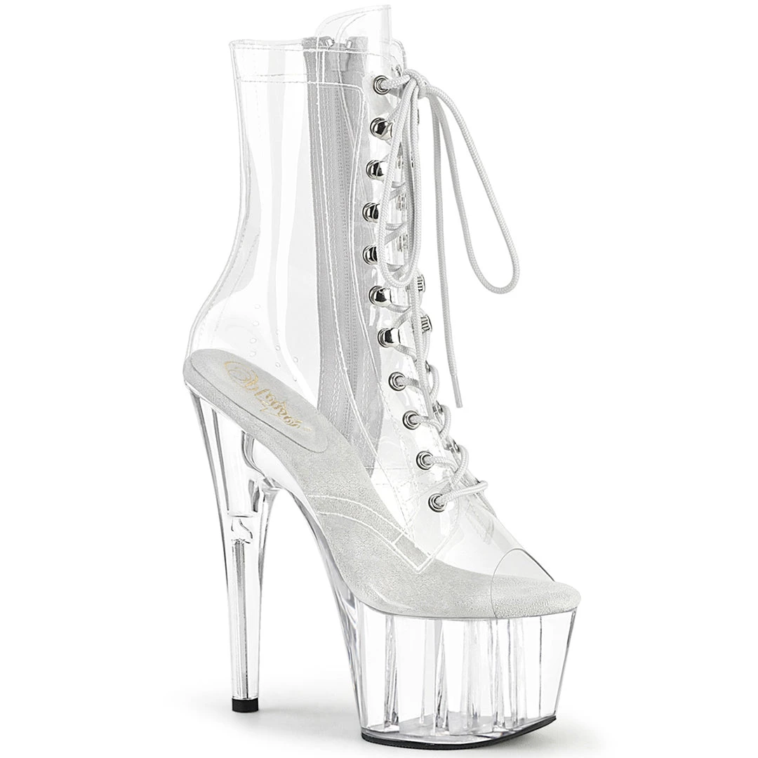 Pleaser Direct Larger Size Shoes Adore 1021C Clear Peep Toe Ankle Boots 1 Pleaser Direct Larger Size Shoes Adore 1021C Clear Peep Toe Ankle Boots