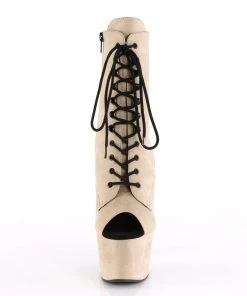 Pleaser Direct Adore 1021FS Beige Faux Suede Peep Toe Boots
