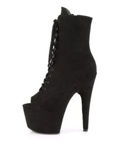 Pleaser Direct Adore 1021FS Black Faux Suede Peep Toe Boots Larger Size Shoes