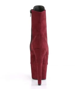 Pleaser Direct Larger Size Shoes Adore 1021FS Burgundy Faux Suede Peep Toe Boots