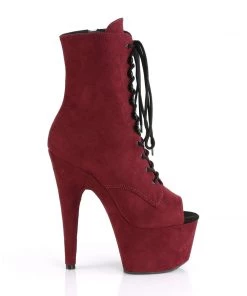 Pleaser Direct Larger Size Shoes Adore 1021FS Burgundy Faux Suede Peep Toe Boots