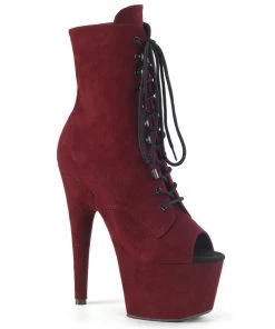 Pleaser Direct Larger Size Shoes Adore 1021FS Burgundy Faux Suede Peep Toe Boots